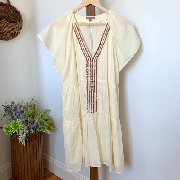 NWT Lilla P Flutter Sleeve Tiered Dress in Ecru - Picture 6 of 15